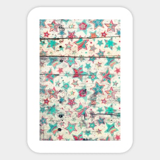 Grunge Stars on Shabby Chic White Painted Wood Sticker